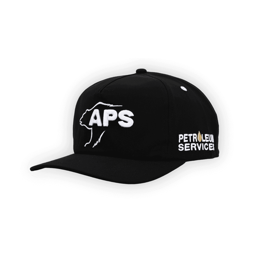 Black Arctic Petroleum Services hat with white APS embroidery